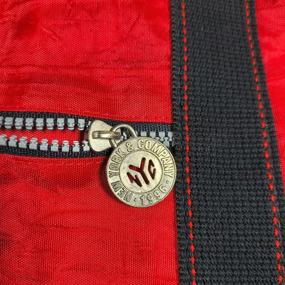 Vintage New York Company Duffle Bag Red 1996 Retro NYC Token 90s Pockets 17x15